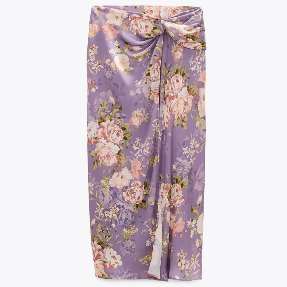 ZARA 2 Pieces Satin Finish Skirt L Ruffle Blouse M - Picture 5 of 8